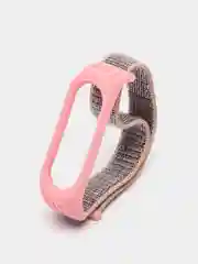 Пастельно-коралловый ремешок на липучке для Xiaomi Mi Band 3, 4, 5, 6, 7 Сяоми Ми Банд, тканевый, нейлоновый