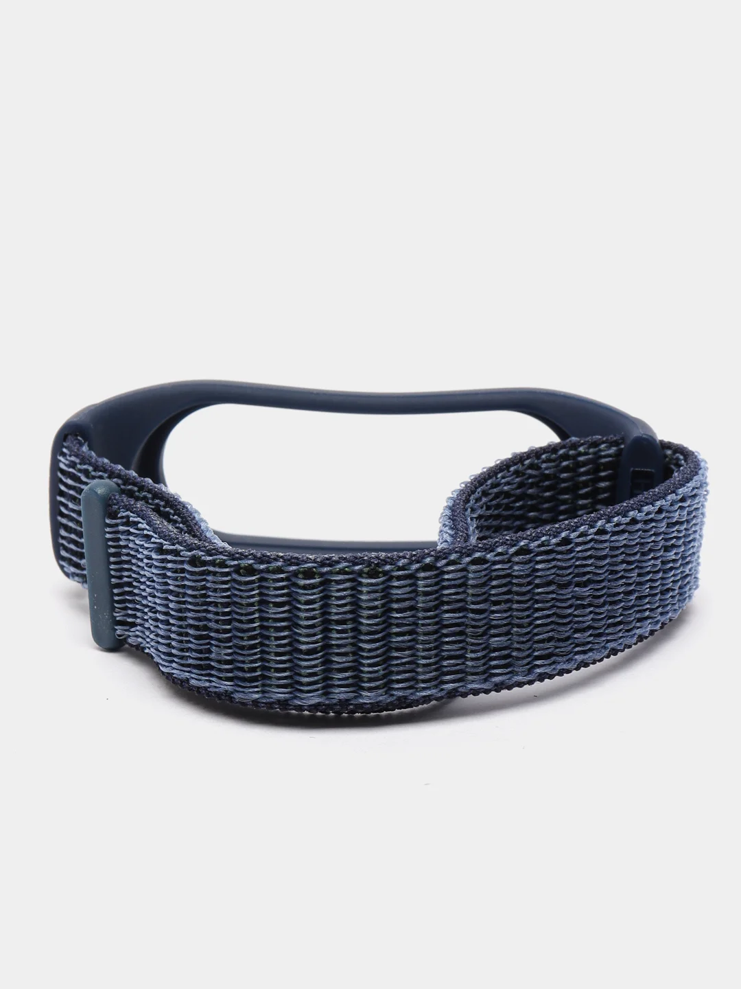 Индиго ремешок на липучке для Xiaomi Mi Band 3, 4, 5, 6, 7 Сяоми Ми Банд, тканевый, нейлоновый