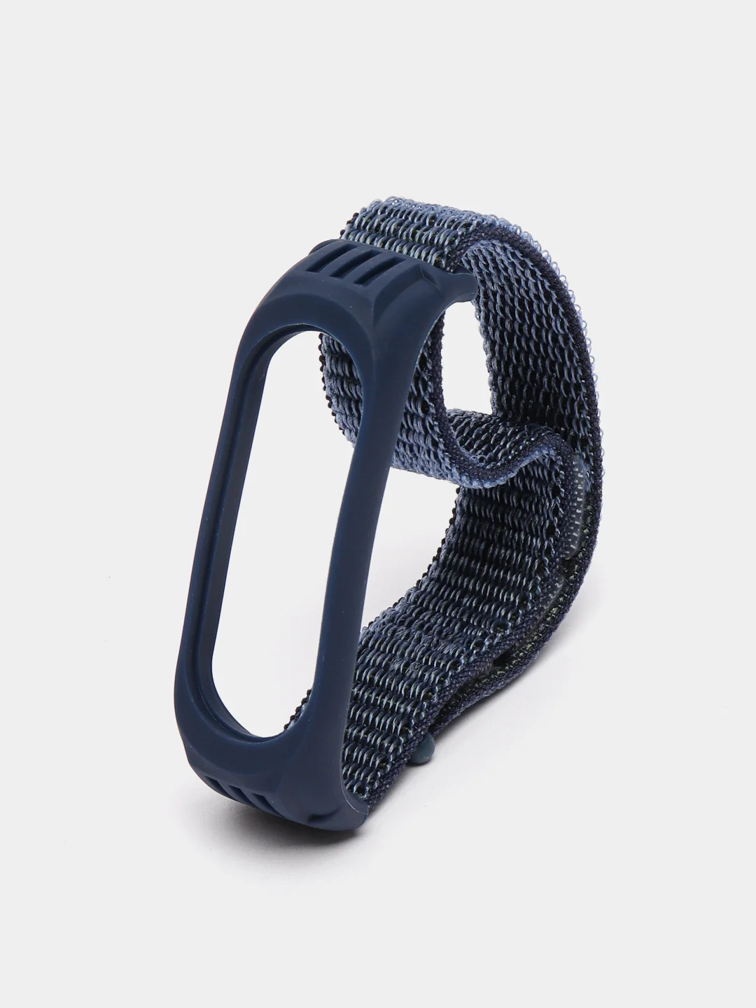 Индиго ремешок на липучке для Xiaomi Mi Band 3, 4, 5, 6, 7 Сяоми Ми Банд, тканевый, нейлоновый
