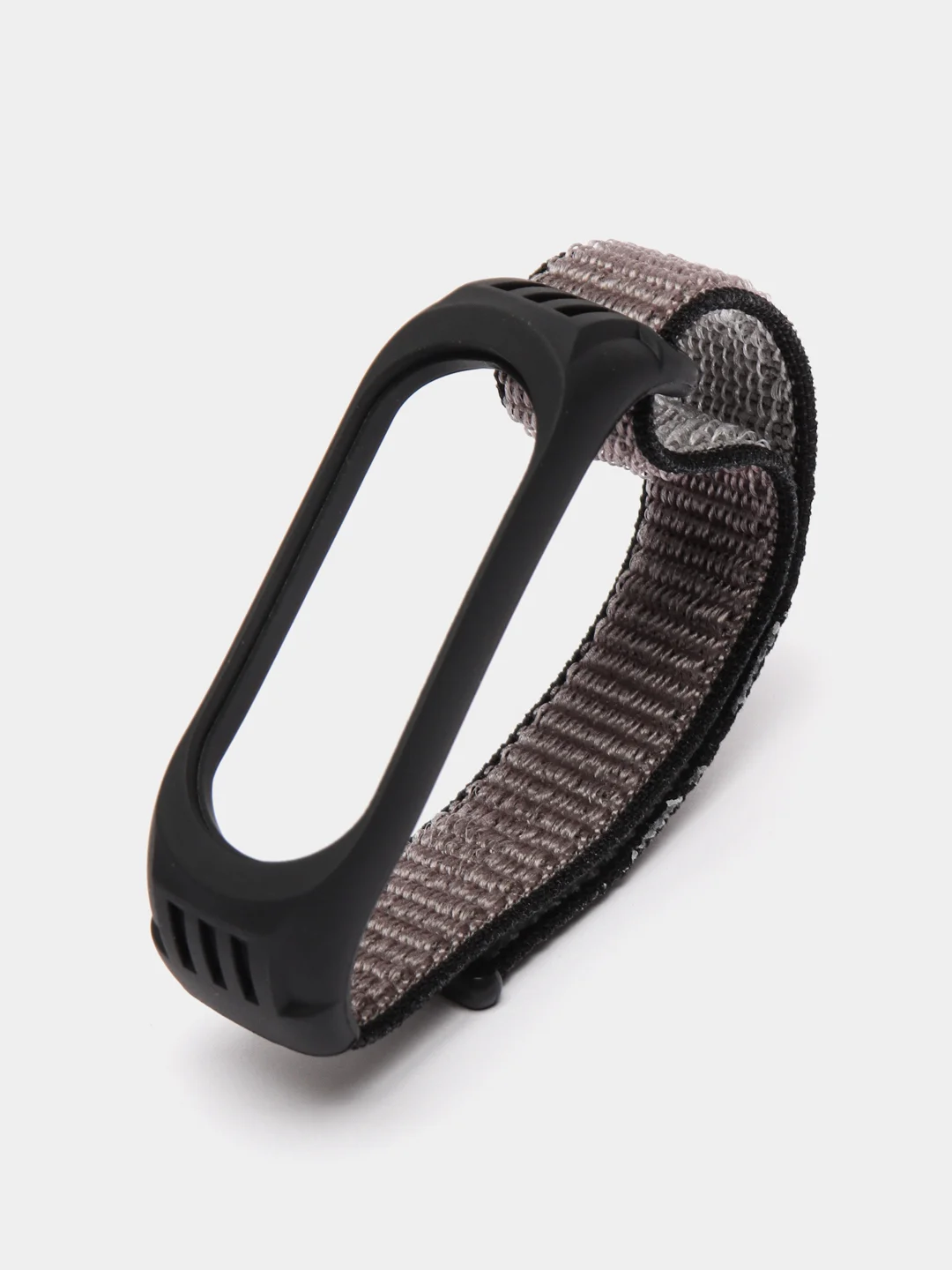 Тёмно-коричневый ремешок на липучке для Xiaomi Mi Band 3, 4, 5, 6, 7 Сяоми Ми Банд, тканевый, нейлоновый