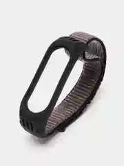 Тёмно-коричневый ремешок на липучке для Xiaomi Mi Band 3, 4, 5, 6, 7 Сяоми Ми Банд, тканевый, нейлоновый