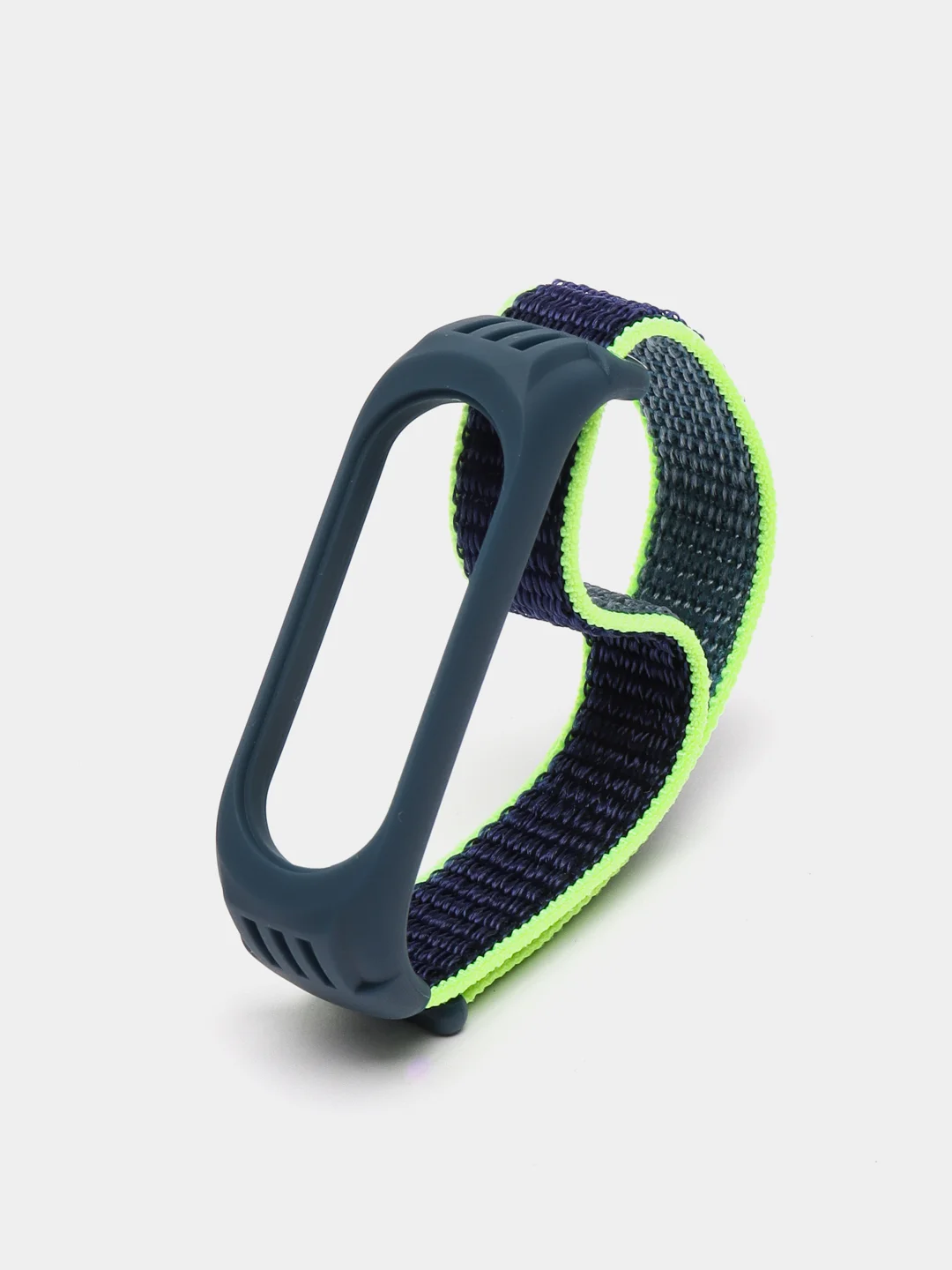 Серебряный ремешок на липучке для Xiaomi Mi Band 3, 4, 5, 6, 7 Сяоми Ми Банд, тканевый, нейлоновый