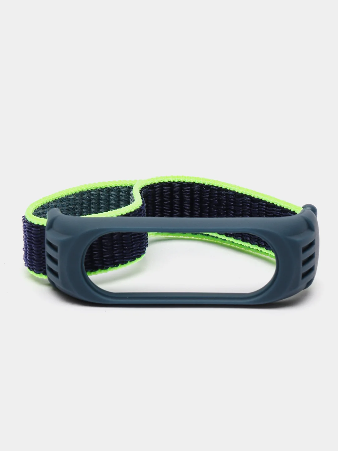 Серебряный ремешок на липучке для Xiaomi Mi Band 3, 4, 5, 6, 7 Сяоми Ми Банд, тканевый, нейлоновый