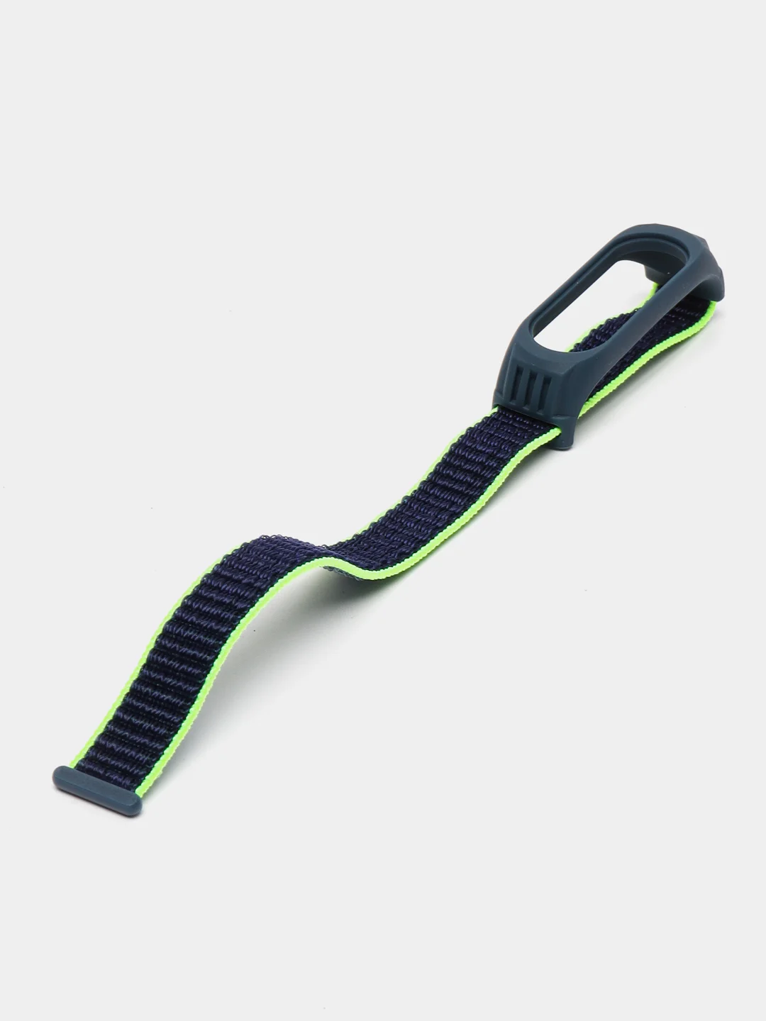 Серебряный ремешок на липучке для Xiaomi Mi Band 3, 4, 5, 6, 7 Сяоми Ми Банд, тканевый, нейлоновый