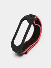 Угольный ремешок на липучке для Xiaomi Mi Band 3, 4, 5, 6, 7 Сяоми Ми Банд, тканевый, нейлоновый