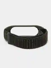 Тёмно-зелёный ремешок на липучке для Xiaomi Mi Band 3, 4, 5, 6, 7 Сяоми Ми Банд, тканевый, нейлоновый
