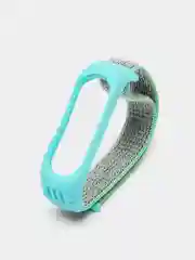 Бирюзовый ремешок на липучке для Xiaomi Mi Band 3, 4, 5, 6, 7 Сяоми Ми Банд, тканевый, нейлоновый
