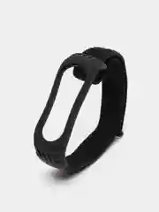Черный ремешок на липучке для Xiaomi Mi Band 3, 4, 5, 6, 7 Сяоми Ми Банд, тканевый, нейлоновый