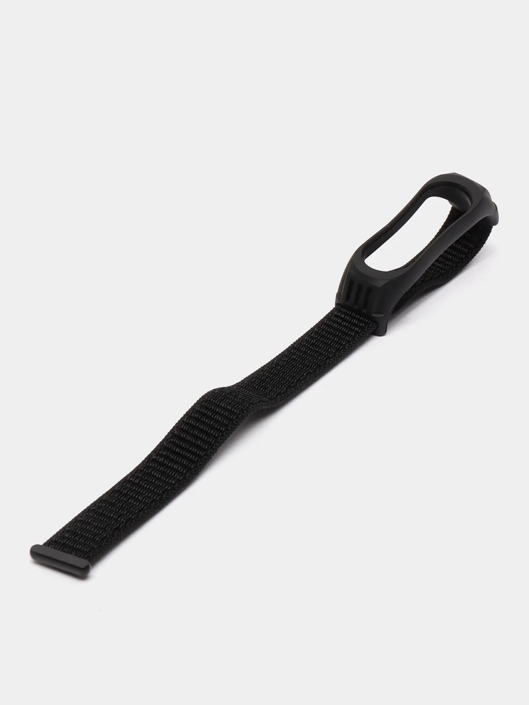Черный ремешок на липучке для Xiaomi Mi Band 3, 4, 5, 6, 7 Сяоми Ми Банд, тканевый, нейлоновый