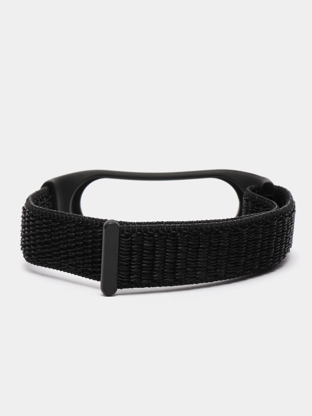 Черный ремешок на липучке для Xiaomi Mi Band 3, 4, 5, 6, 7 Сяоми Ми Банд, тканевый, нейлоновый