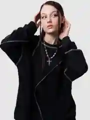Oversized свитшот с крупными швами  наружу, черный