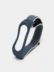 Синий меланж ремешок на липучке для Xiaomi Mi Band 3, 4, 5, 6, 7 Сяоми Ми Банд, тканевый, нейлоновый