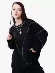 Oversized свитшот с крупными швами  наружу, черный