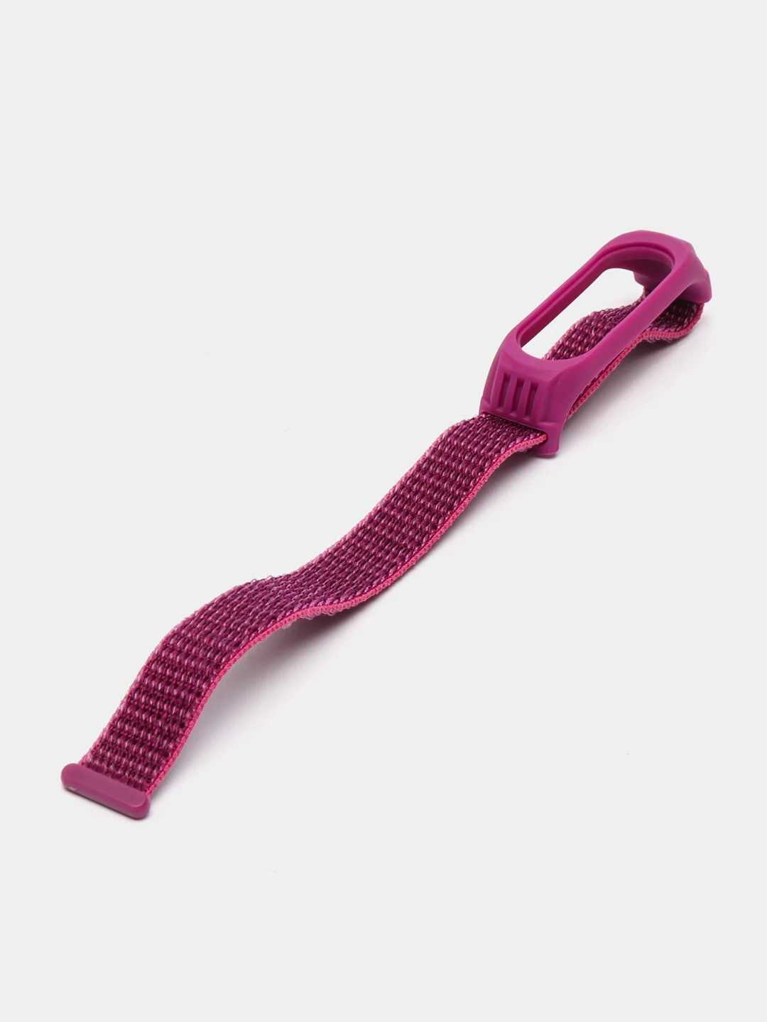 Фуксия ремешок на липучке для Xiaomi Mi Band 3, 4, 5, 6, 7 Сяоми Ми Банд, тканевый, нейлоновый