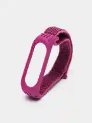 Фуксия ремешок на липучке для Xiaomi Mi Band 3, 4, 5, 6, 7 Сяоми Ми Банд, тканевый, нейлоновый
