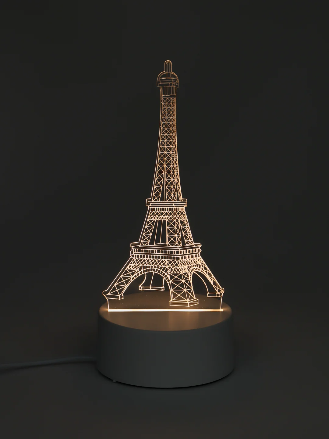 Бежевый светильник-ночник 3D, светодиодный LED, USB, 3 цвета, с блоком питания