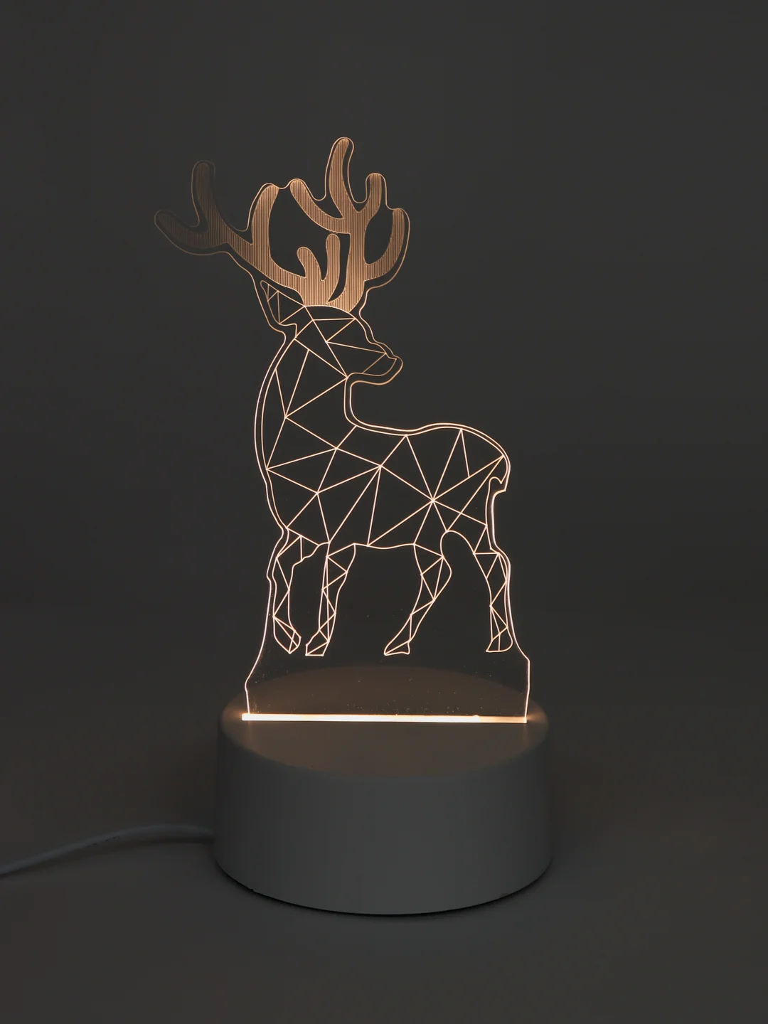 Белый светильник-ночник 3D, светодиодный LED, USB, 3 цвета, с блоком питания
