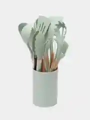 Мятный силиконовый набор для кухни 12 предметов лопатка, венчик, щипцы, половник