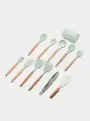 Мятный силиконовый набор для кухни 12 предметов лопатка, венчик, щипцы, половник