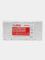 Салфетки бумажные LAIMA PREMIUM для диспенсера, 2 слоя, 5 пачек по 200 штук, 19,5 х 16,5