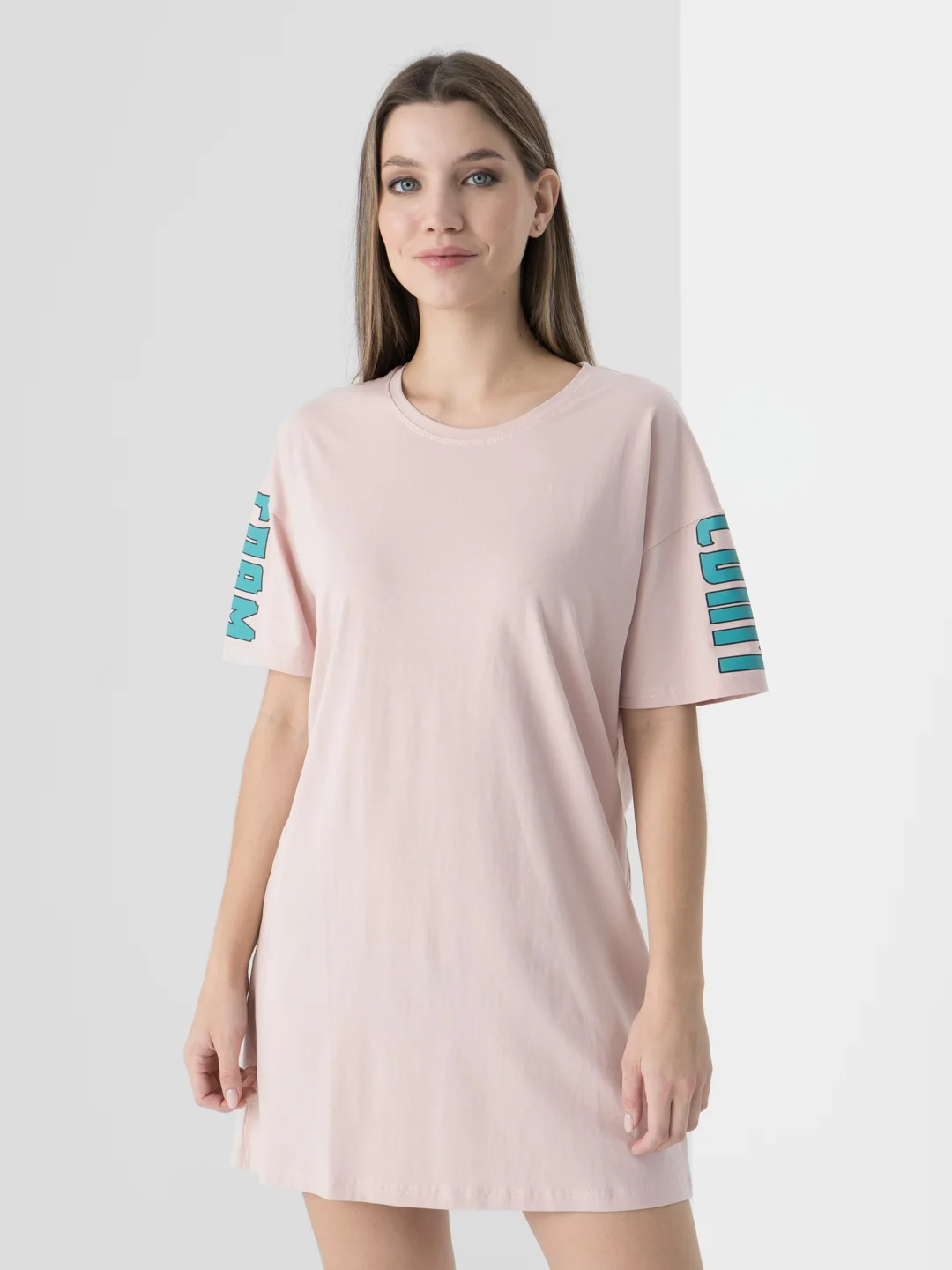 Пудровый платье женское, туника, oversize, платье для дома, домашний костюм