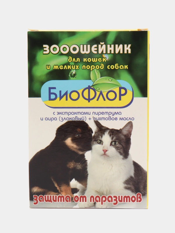 Ошейник от насекомых БиоФлор, для кошек и собак мелких пород, серый, 35 см