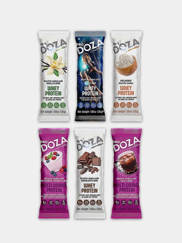 Протеиновый коктейль (сывороточный, многокомпонентный) ProDOZA "Cocktail Mix", 6х30 грамм