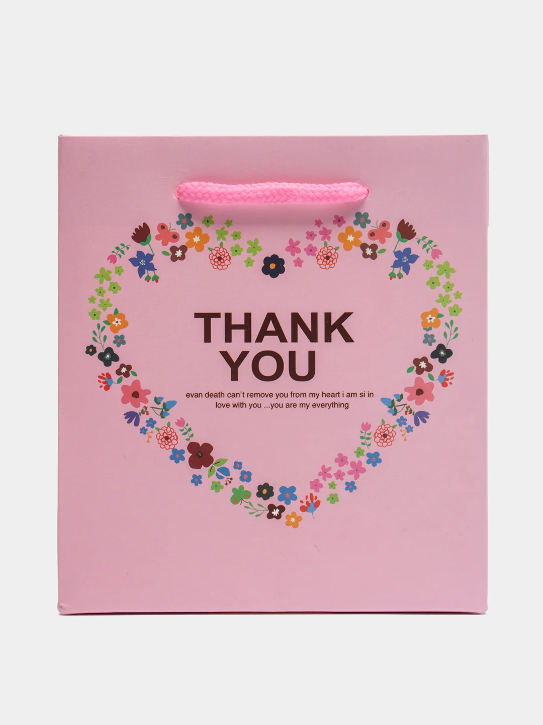 Розовый подарочный бумажный пакет "Thank You"