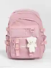 Розовый милый школьный рюкзак в корейском стиле с брелком,  Hello Kitty