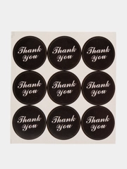 Круглая наклейка черная "Thank You"