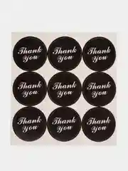 Круглая наклейка черная "Thank You"