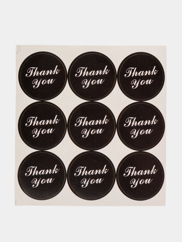 Круглая наклейка черная "Thank You"
