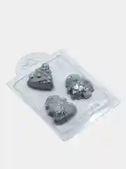 Форма пластиковая для мыла и шоколада "Елочки мини, елки", 3 ячейки