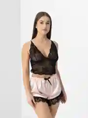 Розовый пижама халат, топ, шорты, трусы
