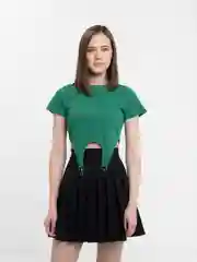 Зеленый топ женский укороченный, с подтяжками