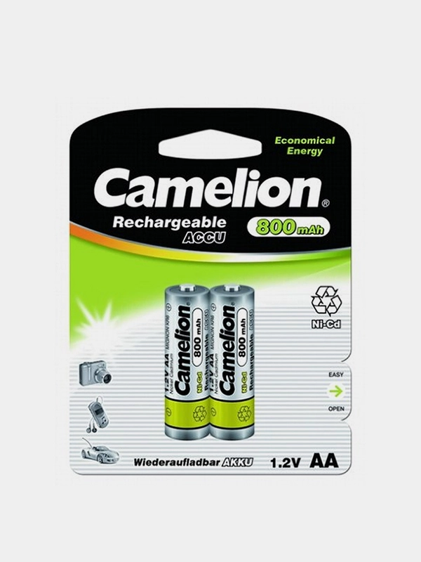 Аккумуляторы AA Camelion AA-800mAh, Ni-Cd, 1.2V, 2 штуки