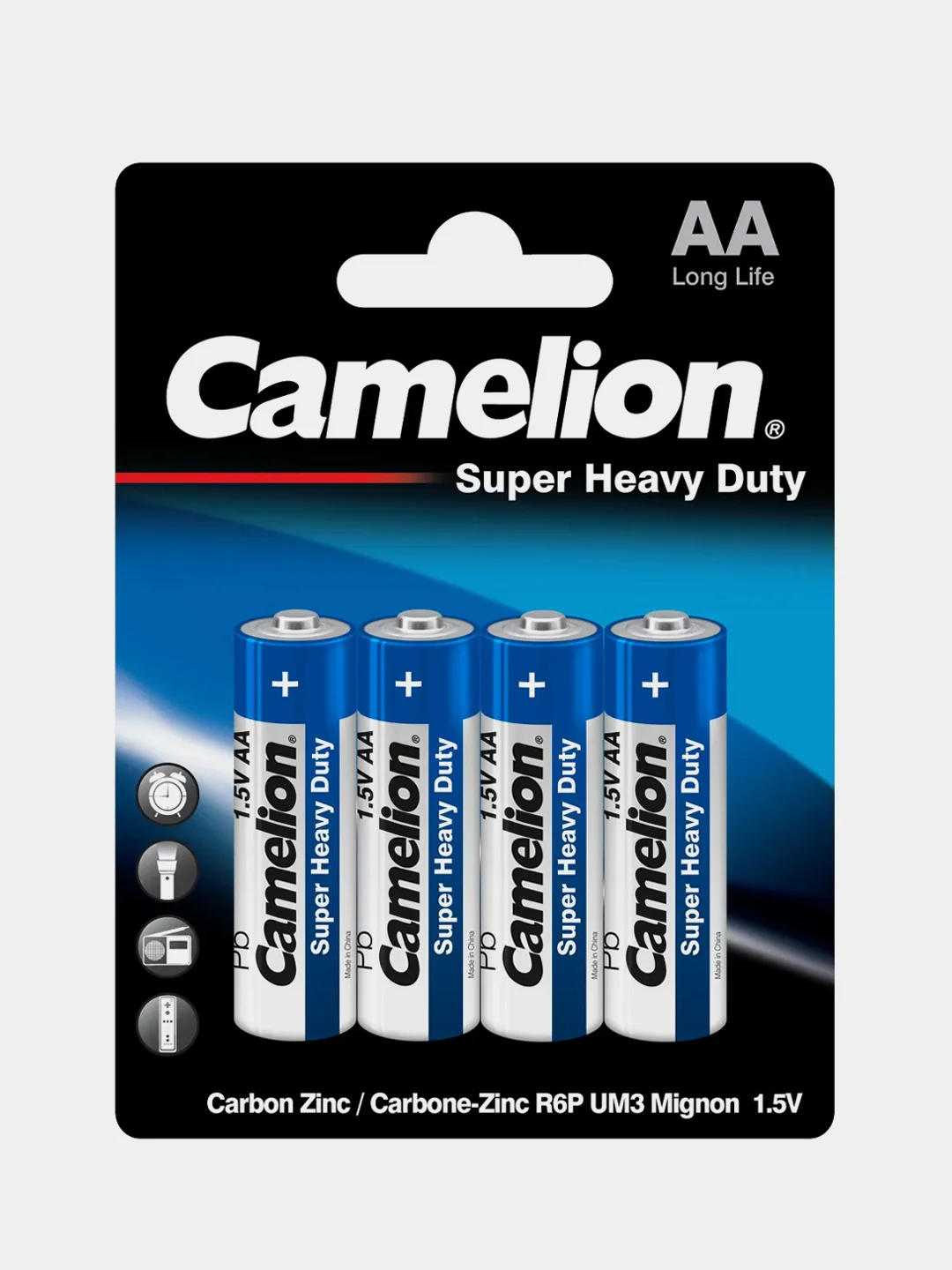 Батарейки солевые улучшенные AA Camelion R6P-BP4B Super Heavy Duty Blue, 4 штуки