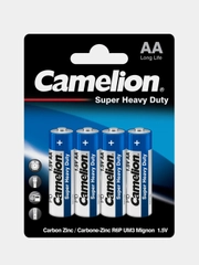 Батарейки солевые улучшенные AA Camelion R6P-BP4B Super Heavy Duty Blue, 4 штуки