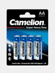 Батарейки солевые улучшенные AA Camelion R6P-BP4B Super Heavy Duty Blue, 4 штуки