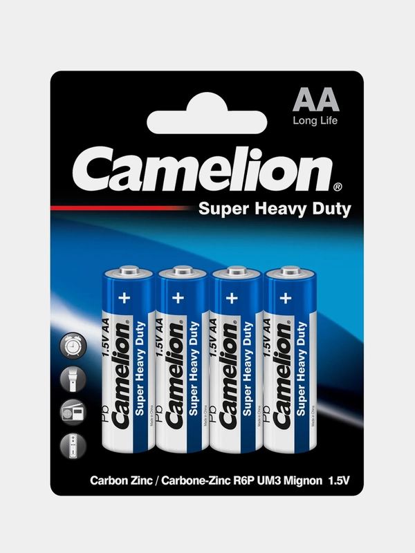 Батарейки солевые улучшенные AA Camelion R6P-BP4B Super Heavy Duty Blue, 4 штуки