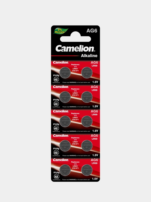 Батарейки щелочные дисковые Camelion AG6-BP10 371A/LR921/171, 10 штук