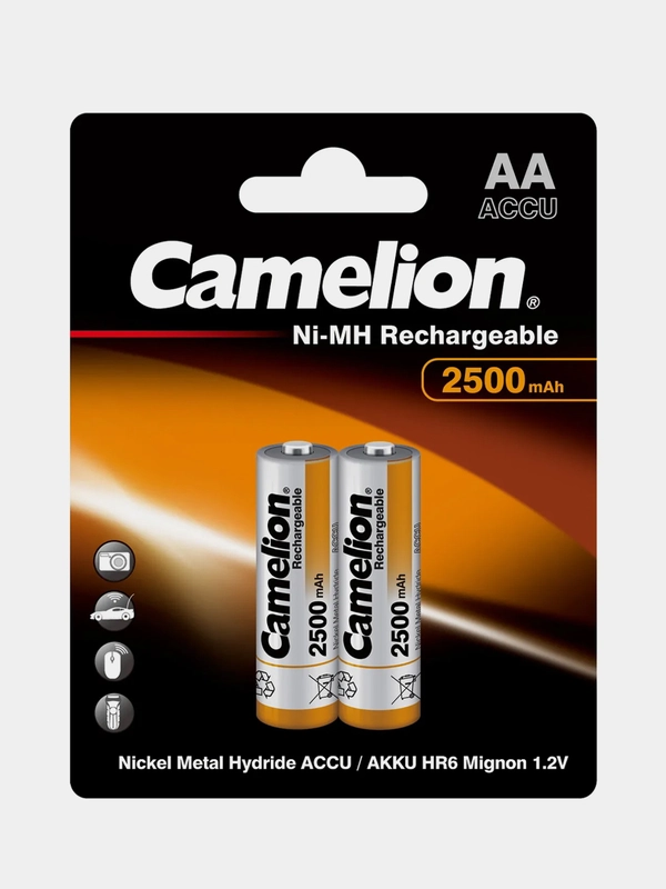 Аккумуляторы AA Camelion AA-2500mAh, Ni-Mh, 1.2V, 2 штуки