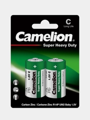 Батарейки солевые Camelion R14P-BP2G Super Heavy Duty Green, тип C, 2 штуки