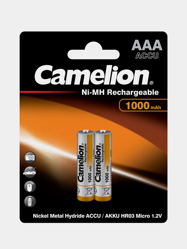 Аккумуляторы AAA Camelion AA-1000mAh, Ni-Mh, 1.2V, 2 штуки