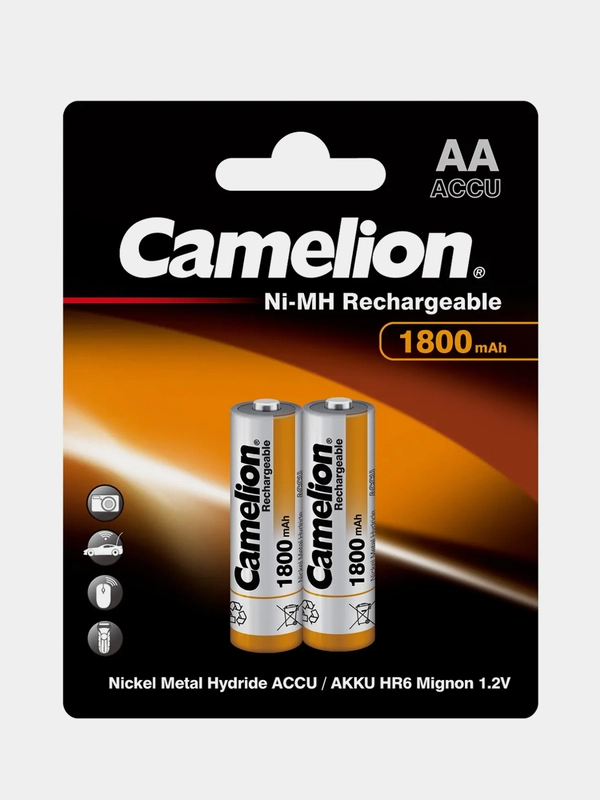 Аккумуляторы AA Camelion AA-1800mAh, Ni-Mh, 1.2V, 2 штуки