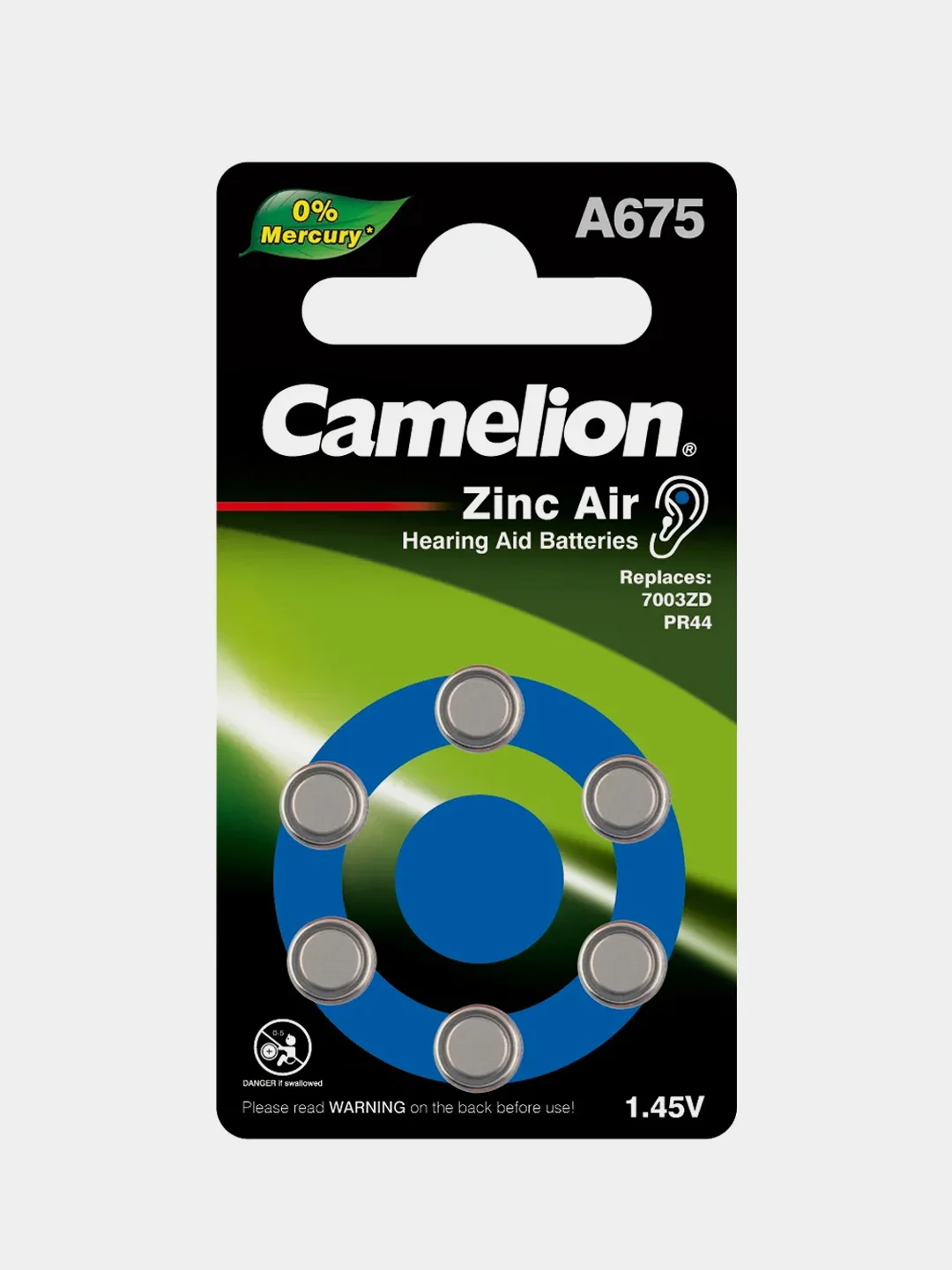 Батарейки для слуховых аппаратов Camelion ZA675 BL-6, 1.4 V, 620mAh, 6 штук