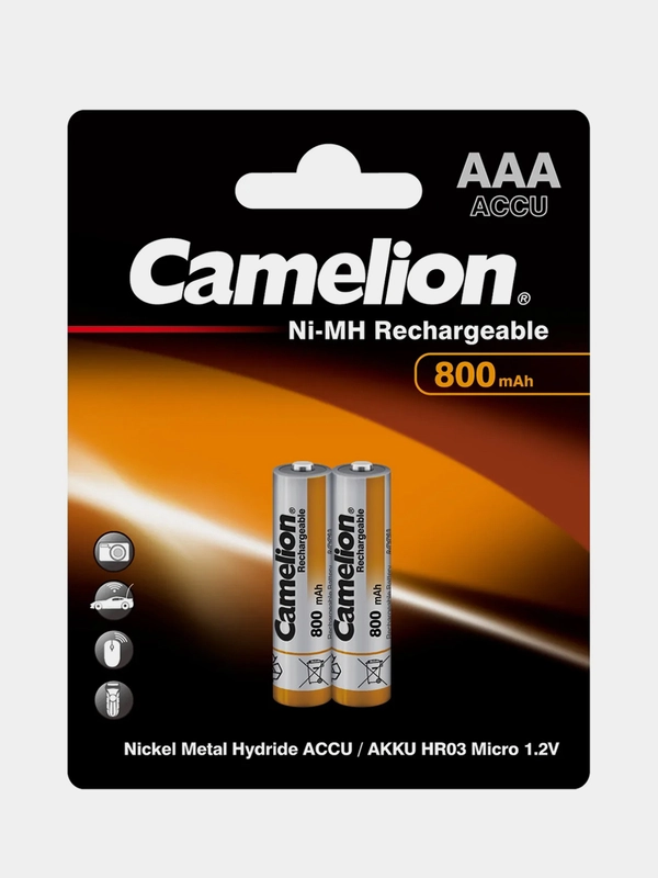 Аккумуляторы AAA Camelion AA-800mAh, Ni-Mh, 1.2V, 2 штуки