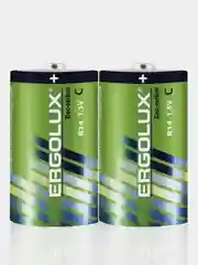 Батарейки солевые Ergolux R14SR2, тип C, 2 штуки