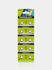 Батарейки дисковые алкалиновые Ergolux AG4-BP10 LR66/LR626/177/377, 10 штук