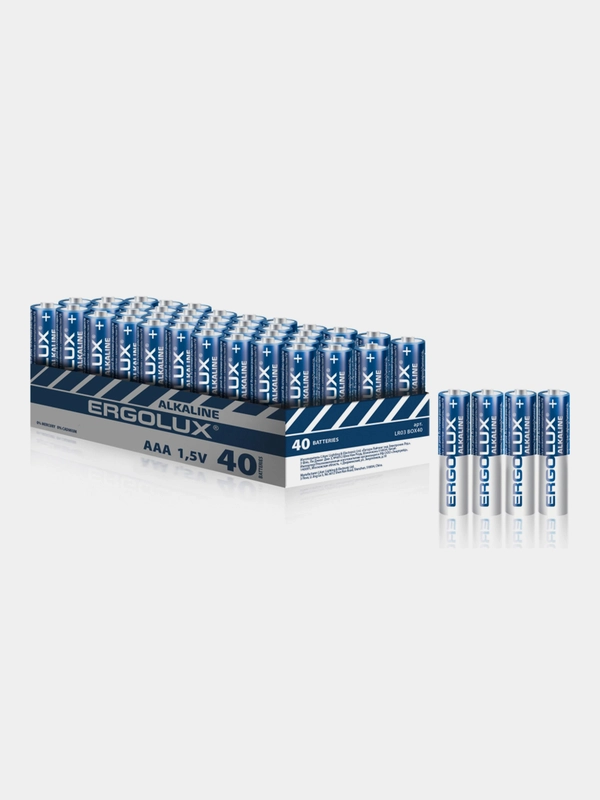Батарейки щелочные AAA Ergolux Alkaline LR03 BP40, 40 штук